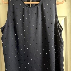 Vince Camuto Dark Blue Embellished Sleeveless Blouse